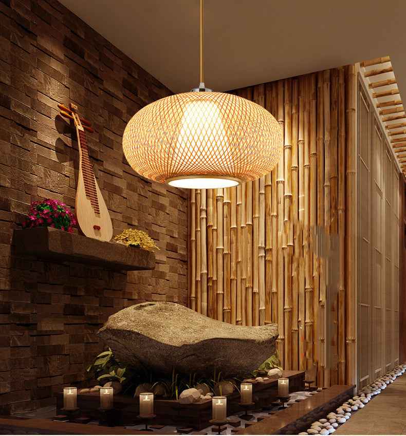 Bamboo Bird Cage Pendant Lamp – Oriental Style Ceiling Light for Restaurant & Home