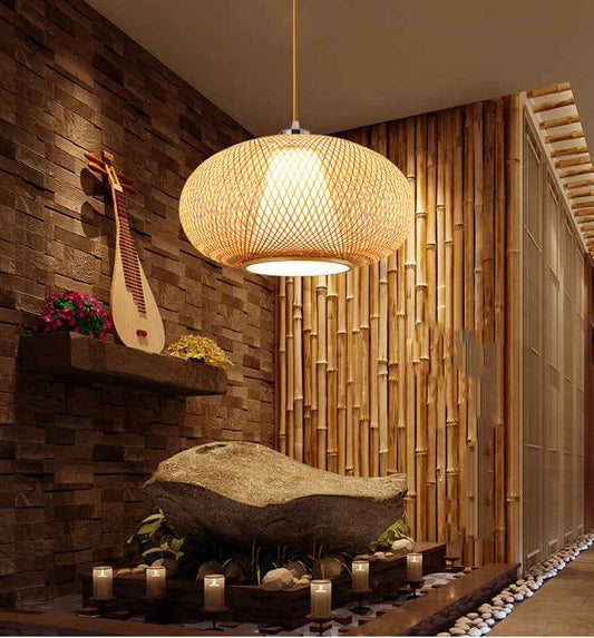 Bamboo Bird Cage Pendant Lamp – Oriental Style Ceiling Light for Restaurant & Home