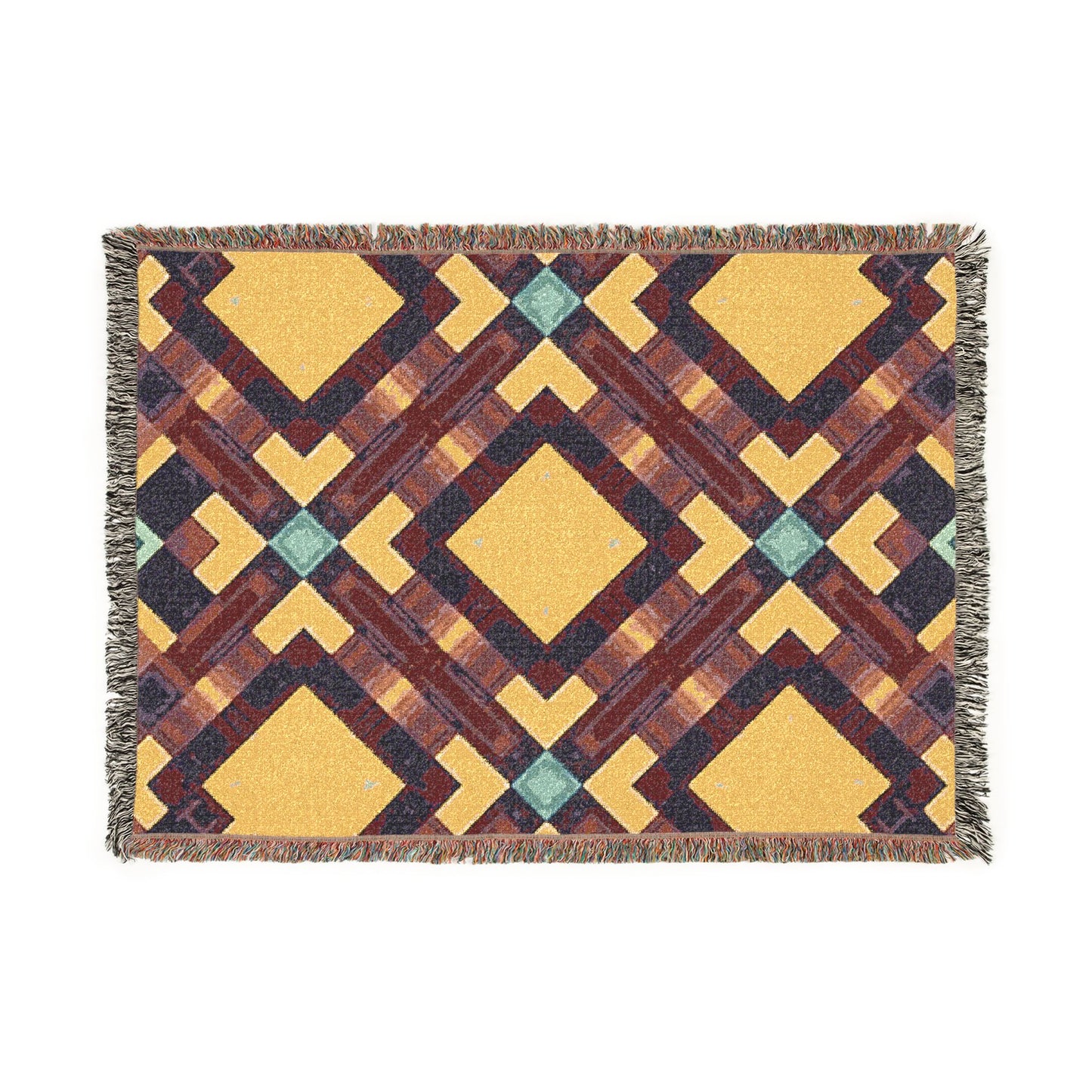 Southwest Diamond Woven Blanket — Geometric Boho Throw for Living Room & Camping