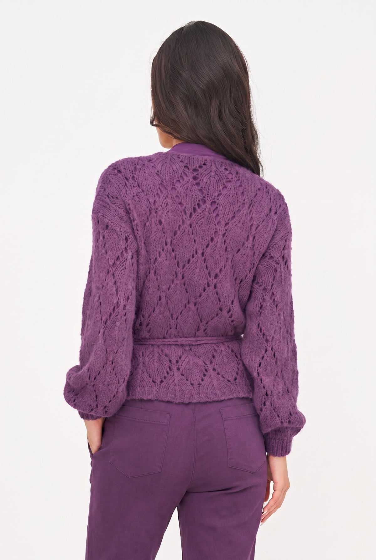 Women's Open-Crochet Wrap Cardigan