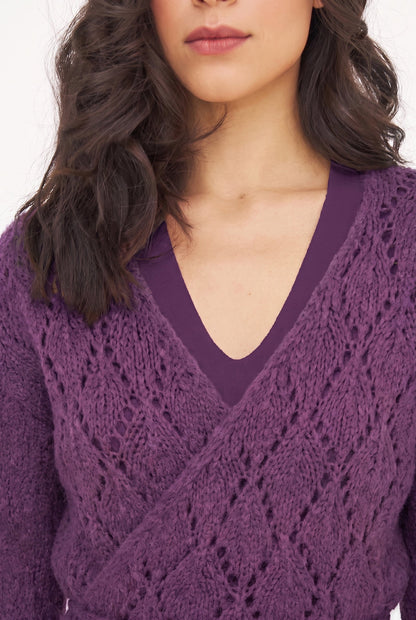 Women's Open-Crochet Wrap Cardigan