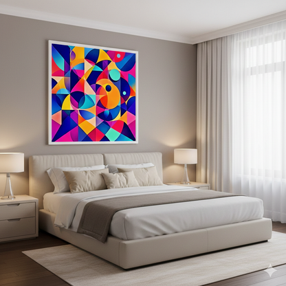 Bold Geometric Symphony Abstract Digital Art – Modern Colorful Wall Decor - AURABAGS SHOP