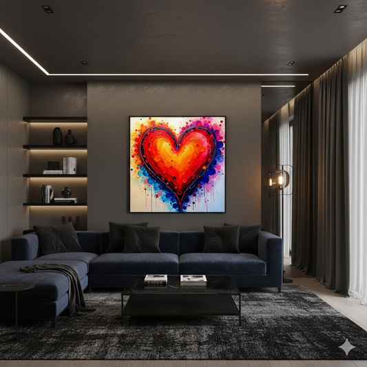 Vibrant Abstract Heart Digital Art - Colorful Watercolor Splatter Print - AURABAGS SHOP