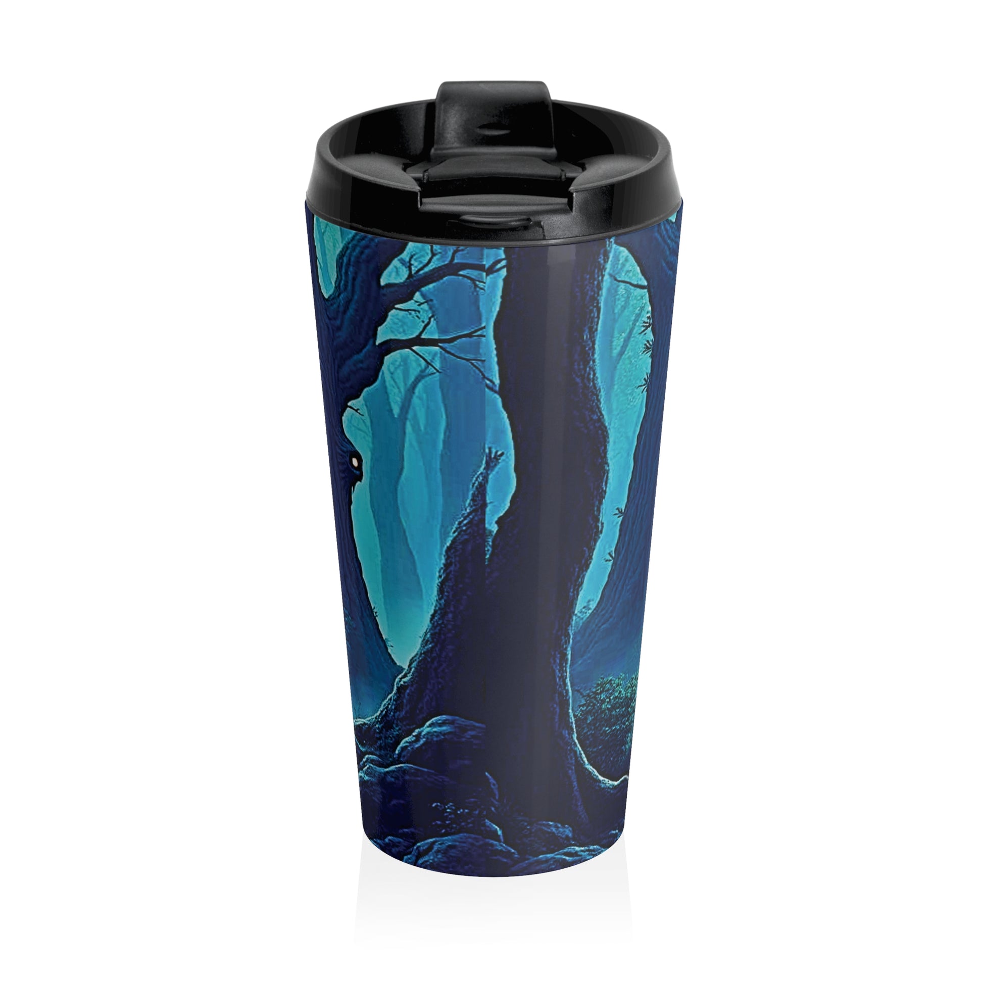 Travel Mug — Mystical Forest with Hidden Tree Spirits Stainless Steel Tumbler - AURABAGS SHOP