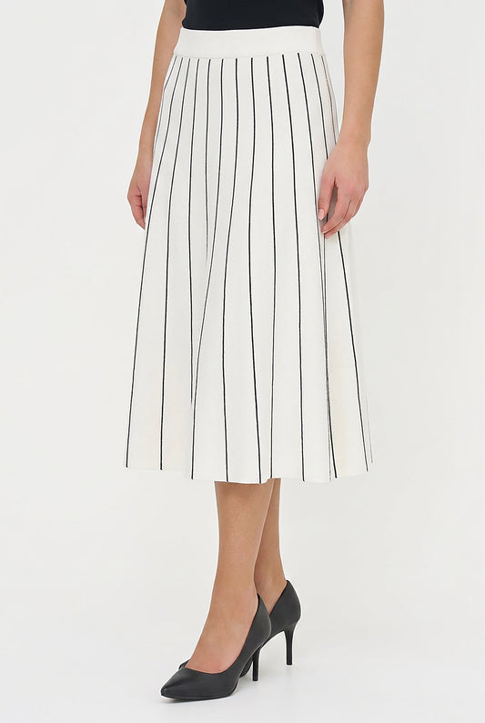 Women's Knit Color-Block Pull-On A-Line Skirt with Piping