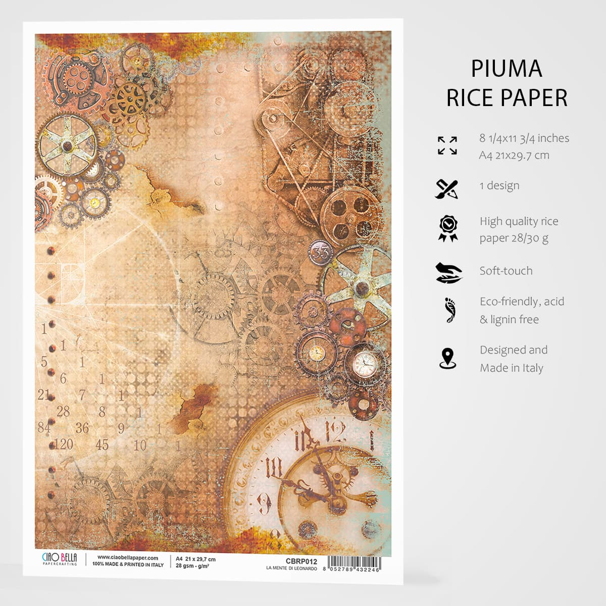 Ciao Bella Rice Paper A4 La Mente Di Leonardo