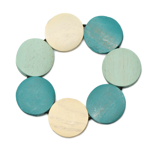 Elasticated Wooden Disk Bracelet