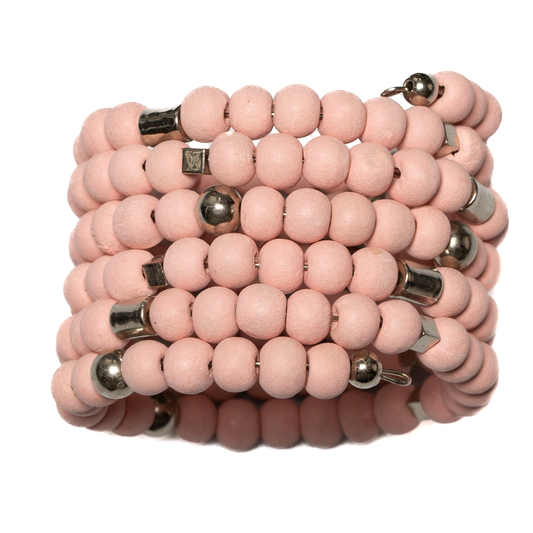 Chunky Wooden Bead Spiral Bracelet