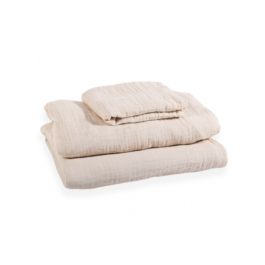 Organic Cotton Muslin Twin Sheet Set – 3 Pieces - Ivory
