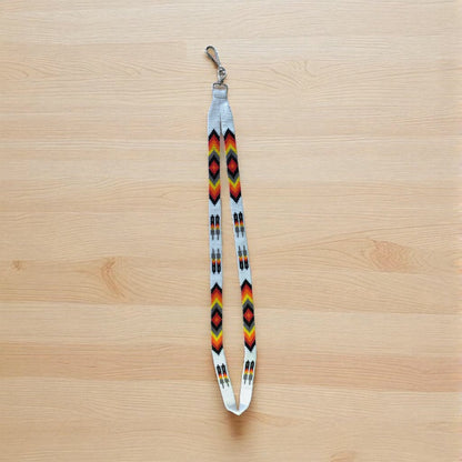 White Native Beaded Lanyard