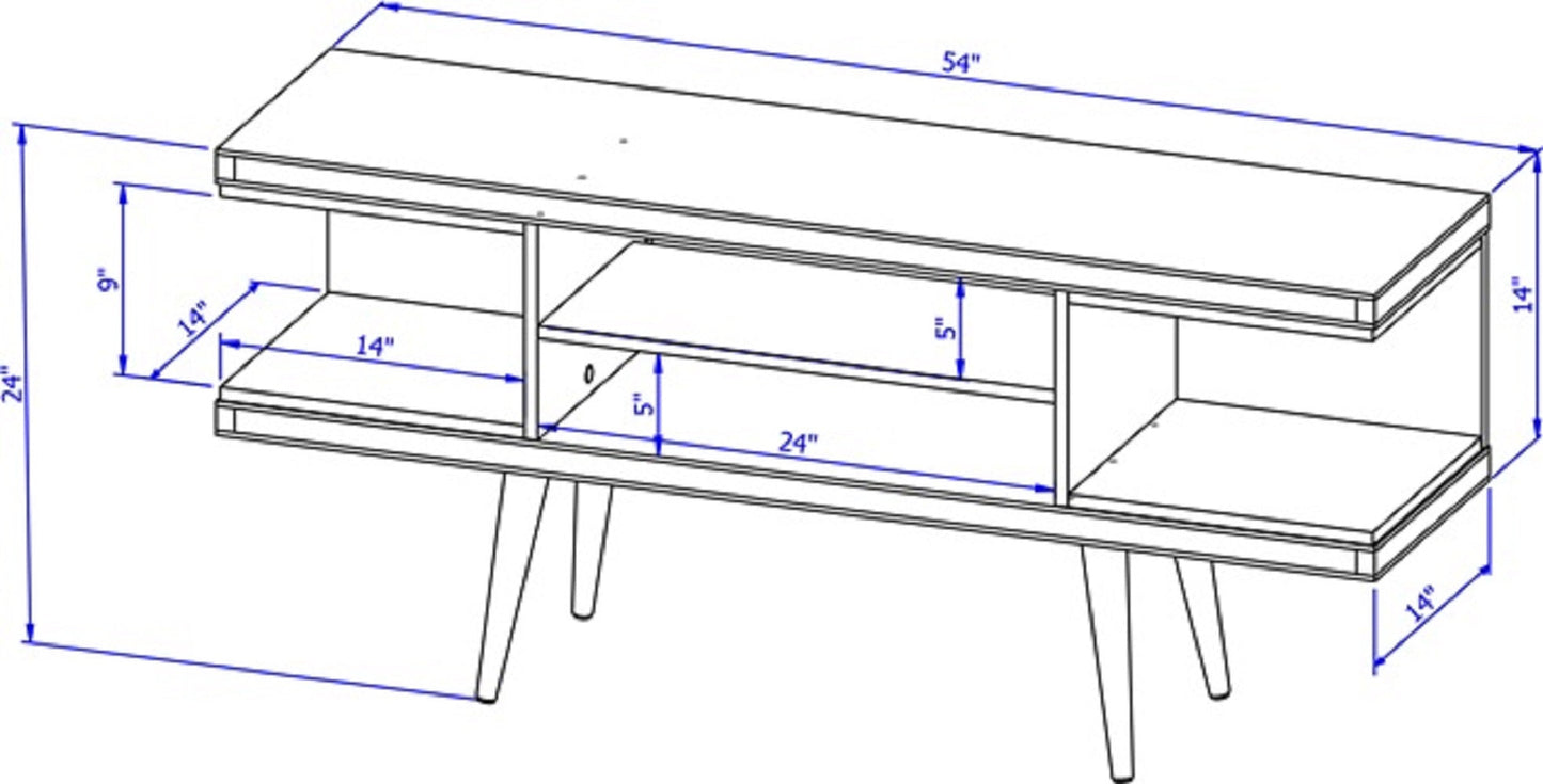 Eureka Modern 53.14" TV Stand with 4 Shelves - White