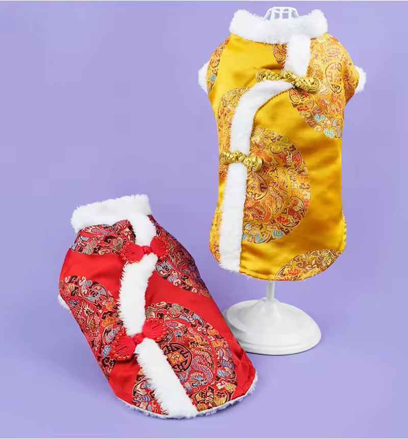 Lunar New Year Prosperity Brocade Dog Vest