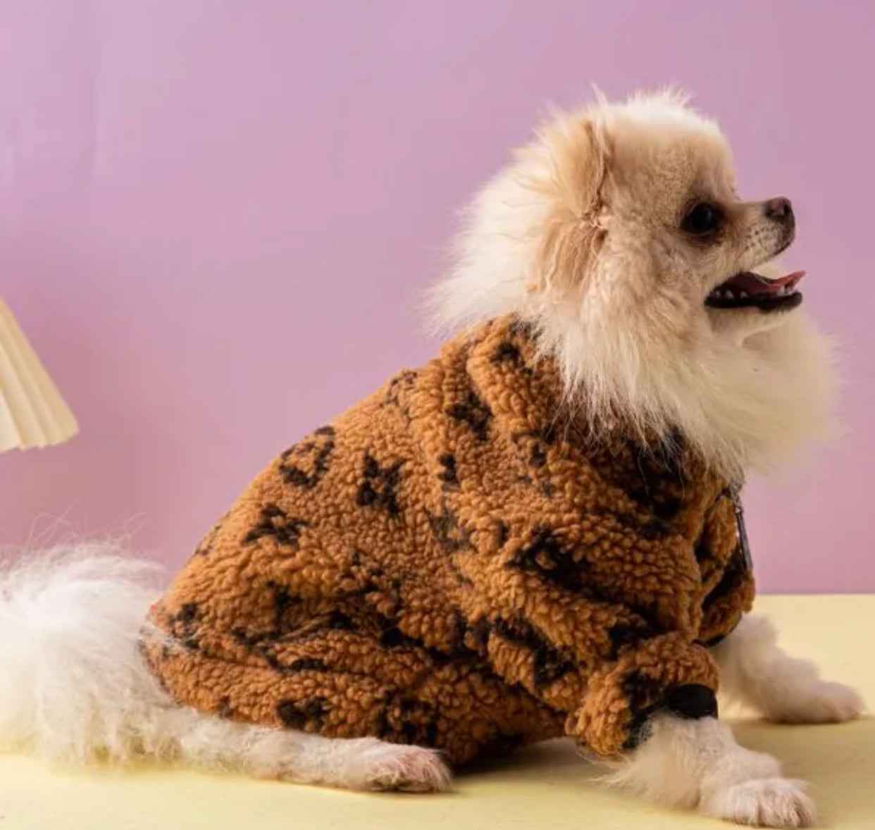 Chewy Vuitawn Fuzzy Dog Sweater | Cozy Dog Coat