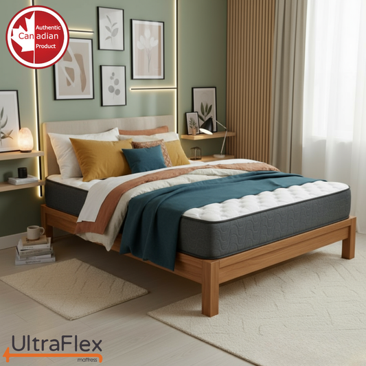 UltraFlex® HERCULES Mattress and BoxSpring Set Firm Orthopedic Mattress – Cooling Gel, High-Density Soy Foam, Spinal Care | CertiPUR-US® | Made in Canada