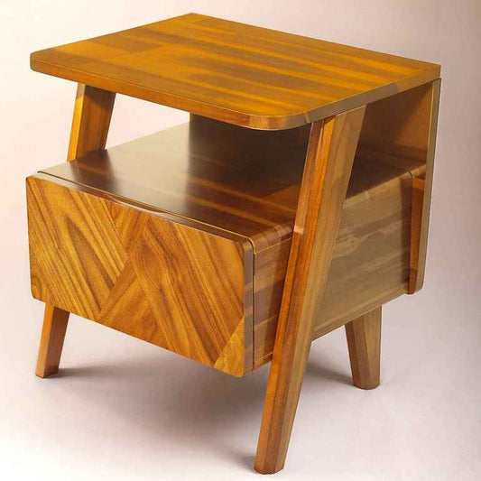 Rum Solid Wood Nightstand