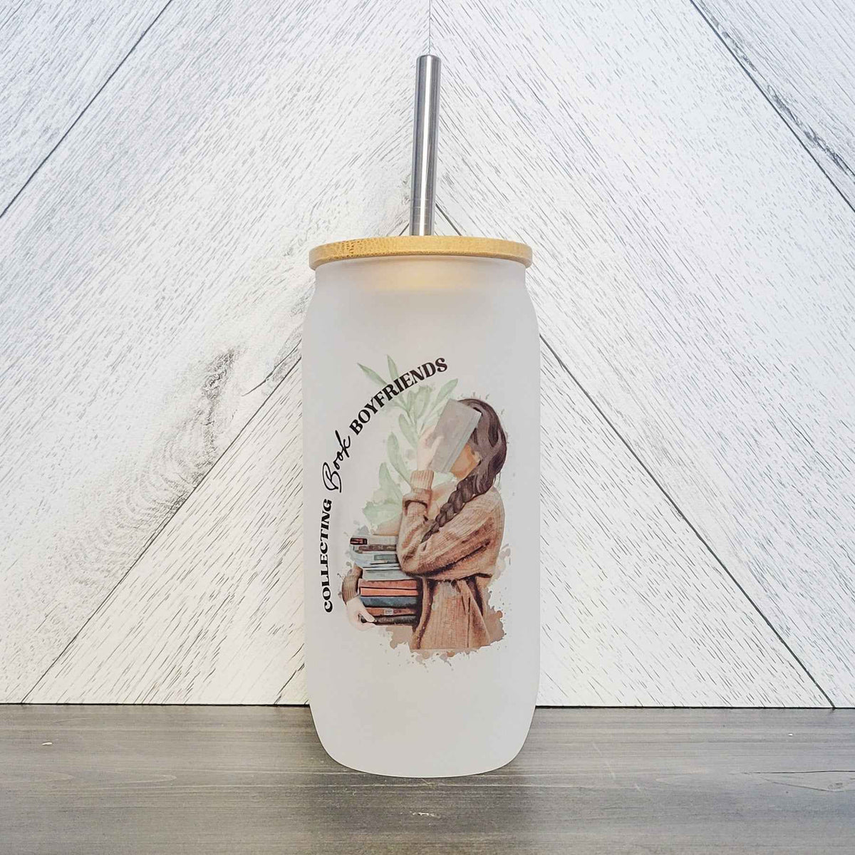 Collecting Book Boyfriends Glass Can with Bamboo Lid