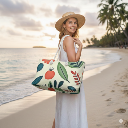 Botanical Floral Pattern Weekender Bag | Poppy Leaf Tote | Busy Mother| Baby Travel Beach Carryall - AURABAGS SHOP