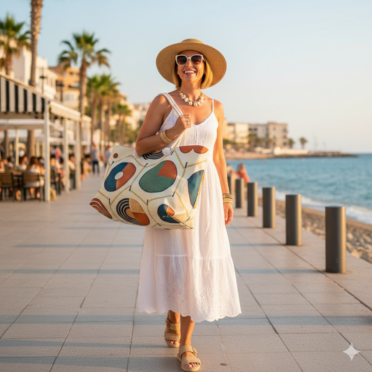Mid-Century Geometric Circle Weekender Bag | Retro Abstract Tote | Busy Mom Carryall | Baby Essentials Travel | Gift For Mom - AURABAGS SHOP