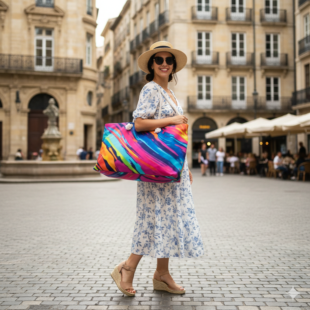 Abstract Neon Paint Swirl Weekender Bag | Colorful Travel Tote | Large Tote Bag - AURABAGS SHOP