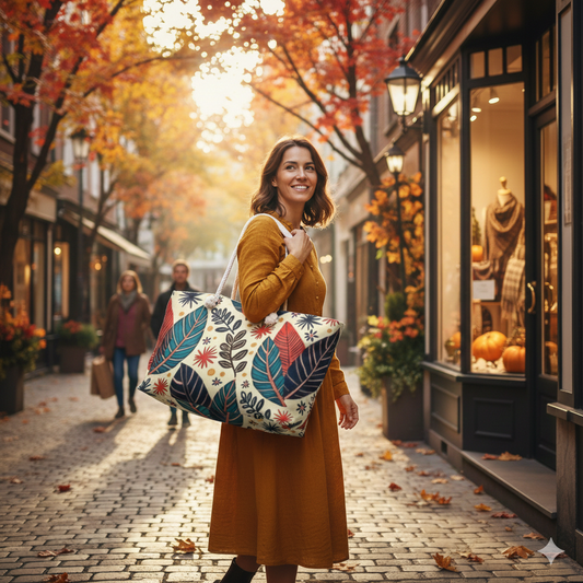 Colorful Tropical Leaves Weekender Bag | Floral Leaf Large Tote Bag for Busy Moms - AURABAGS SHOP