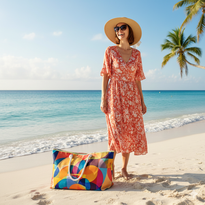 Colorful Geometric Abstract Weekender Bag | Bright Circle Pattern - AURABAGS SHOP