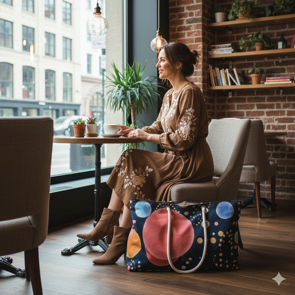 Colorful Bubbles Pattern Weekender Bag | Abstract Dot Galaxy, Large Tote Bag - AURABAGS SHOP