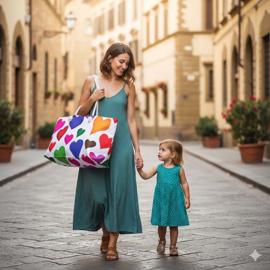 Colorful Heart Pattern Weekender Bag | Large Tote, Rainbow Hearts Travel Bag - AURABAGS SHOP