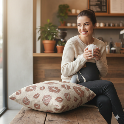 Kiss Pattern Woven Pillow | Decorative Throw Pillow for Home & Outdoor - AURABAGS SHOP