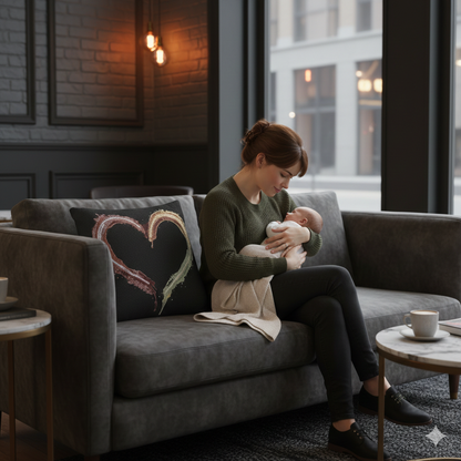 Iridescent Brushstroke Heart Pillow | Woven Pillow - AURABAGS SHOP