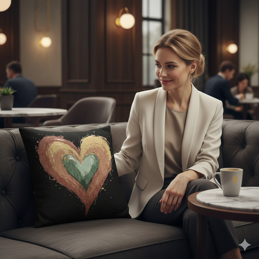Handpainted Heart Woven Pillow | Boho Heart Decorative Pillow - AURABAGS SHOP