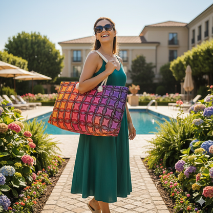 Colorful Geometric Tile Weekender Bag | Rainbow Gradient Pattern - AURABAGS SHOP