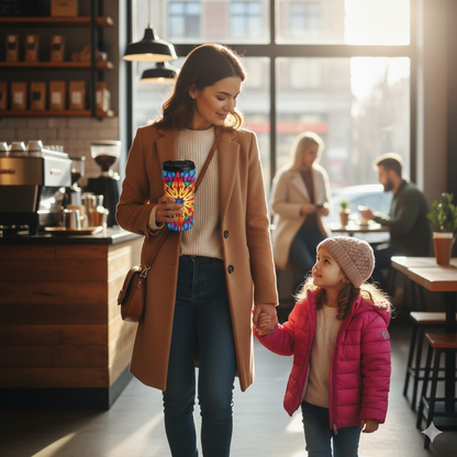 Kaleidoscope Star Stainless Steel Travel Mug — Colorful Mandala Insulated Tumbler - AURABAGS SHOP