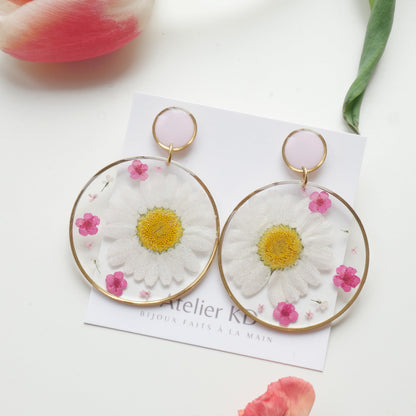 Boucles d'oreilles duo rose - rond (XXL)