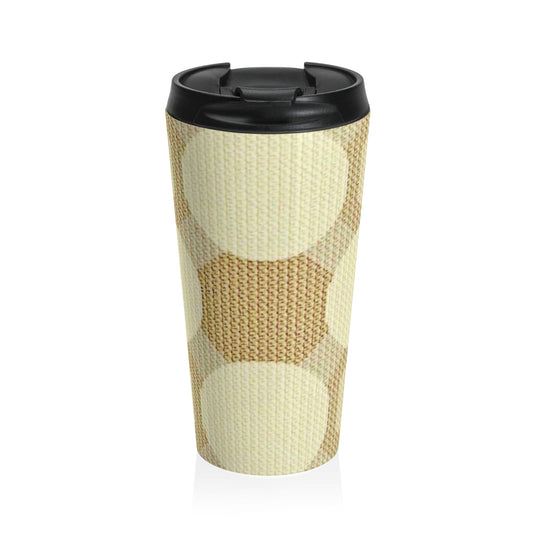Cream & Beige Retro Polka Dot Stainless Steel Travel Mug - AURABAGS SHOP