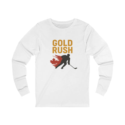 Gold Rush Hockey Unisex Long Sleeve Shirt - Canada Olympic Gold - Maple Stick Hockey
