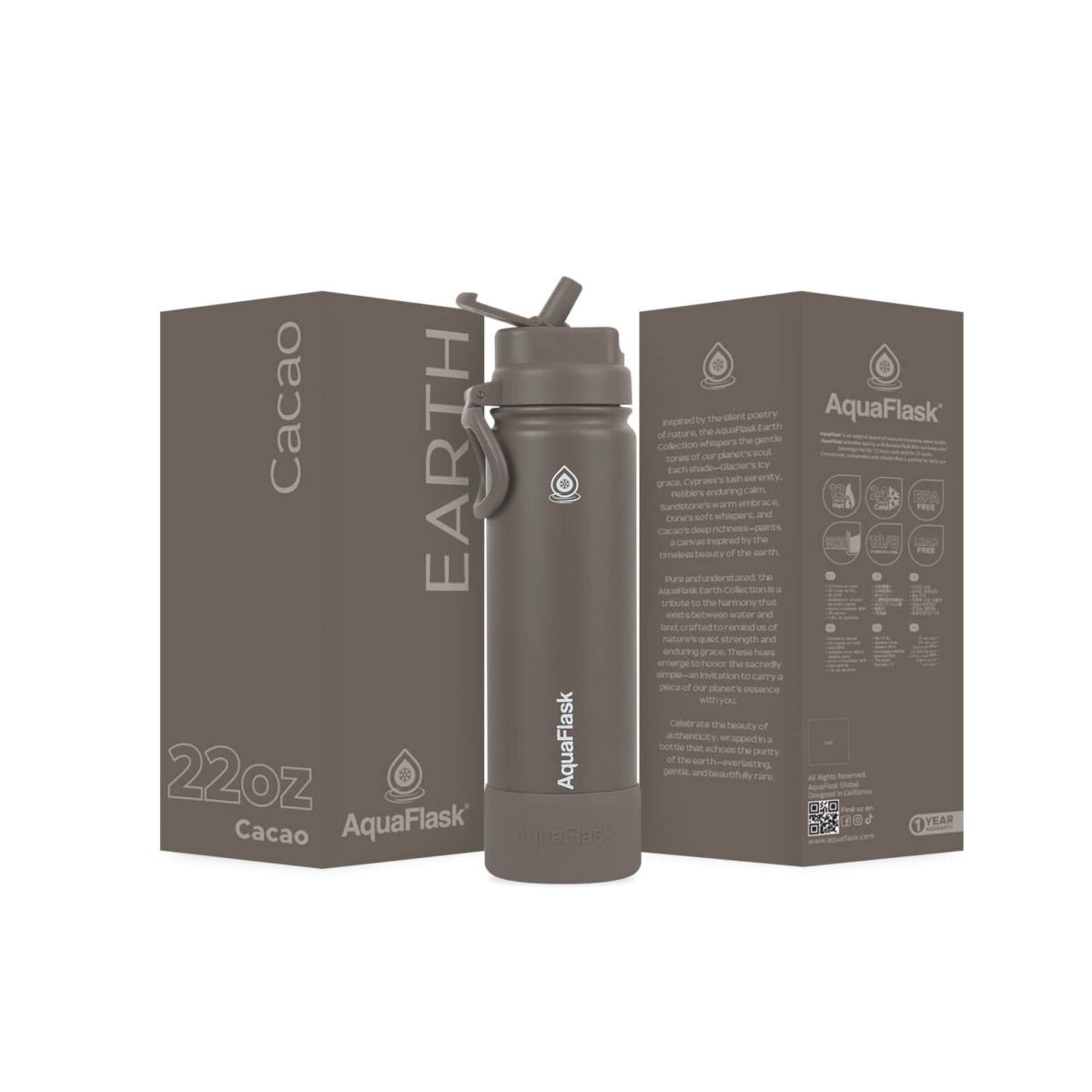 AquaFlask Earth Collection 22oz Edelstahl-Trinkflasche – Isoliert, hält 12 Std. heiß, 24 Std. kalt