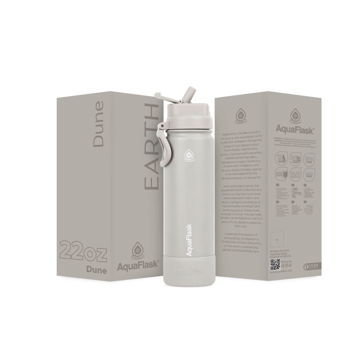 AquaFlask Earth Collection 22oz Edelstahl-Trinkflasche – Isoliert, hält 12 Std. heiß, 24 Std. kalt