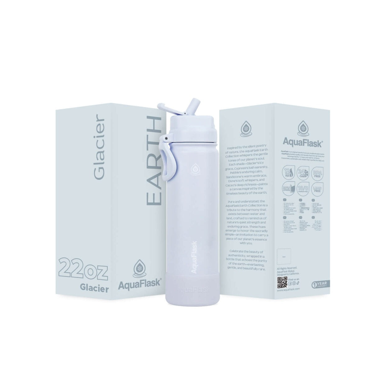 AquaFlask Earth Collection 22oz Edelstahl-Trinkflasche – Isoliert, hält 12 Std. heiß, 24 Std. kalt