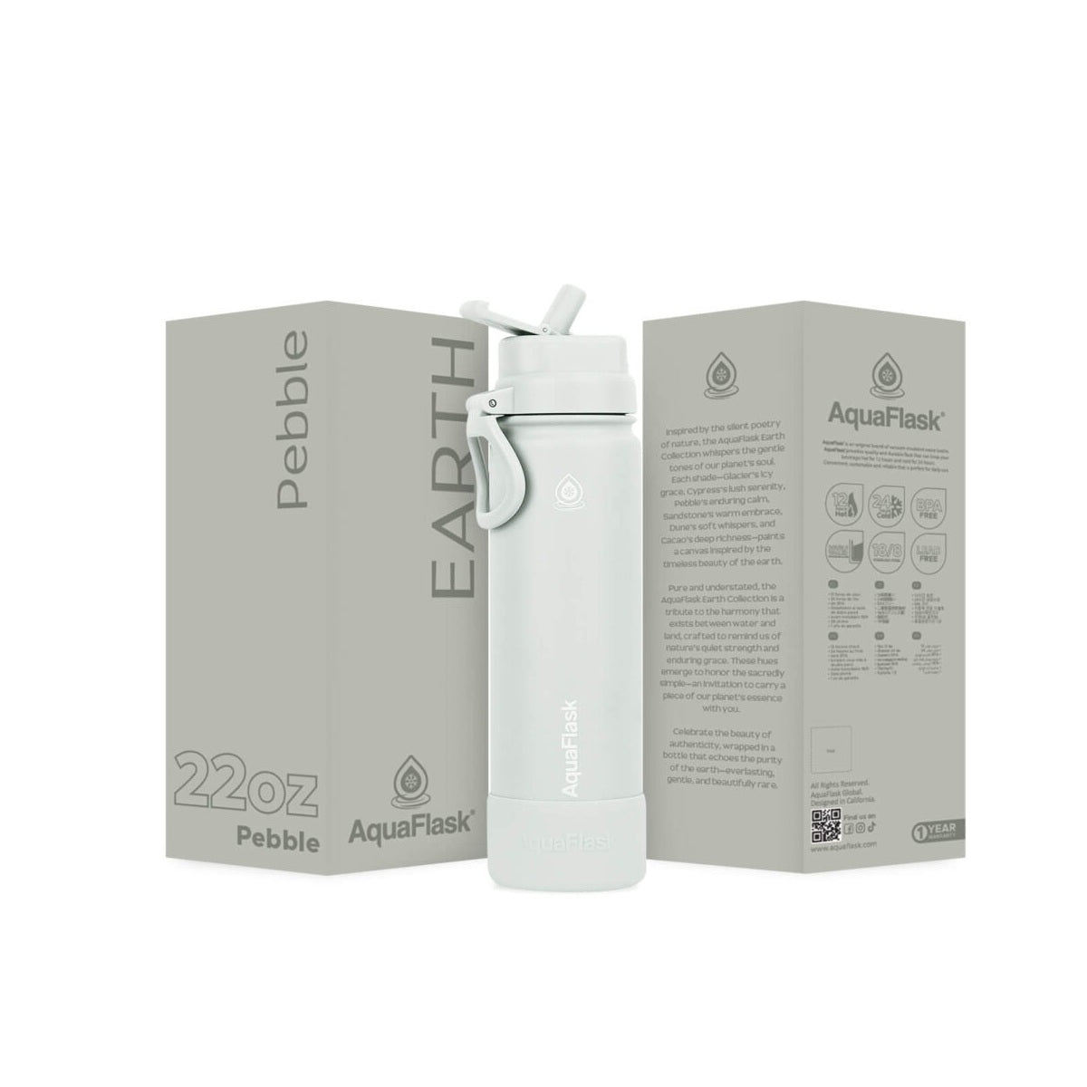 AquaFlask Earth Collection 22oz Edelstahl-Trinkflasche – Isoliert, hält 12 Std. heiß, 24 Std. kalt