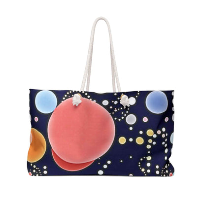 Colorful Bubbles Pattern Weekender Bag | Abstract Dot Galaxy, Large Tote Bag