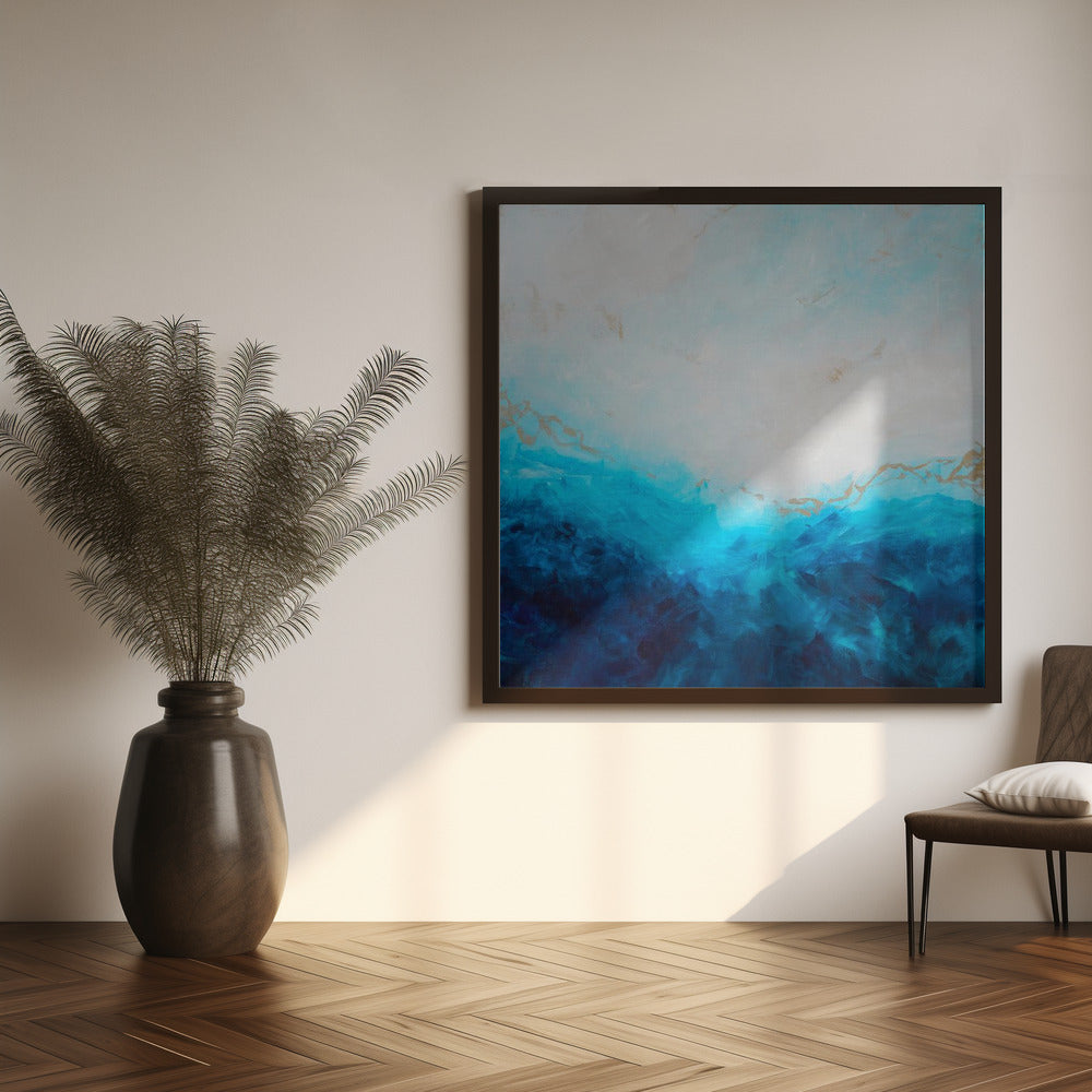 Blue Sea, golden Sunlight 1 Abstract
