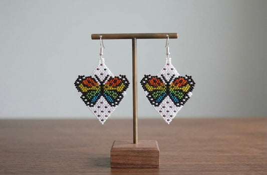 Butterfly Beaded Earrings (White)