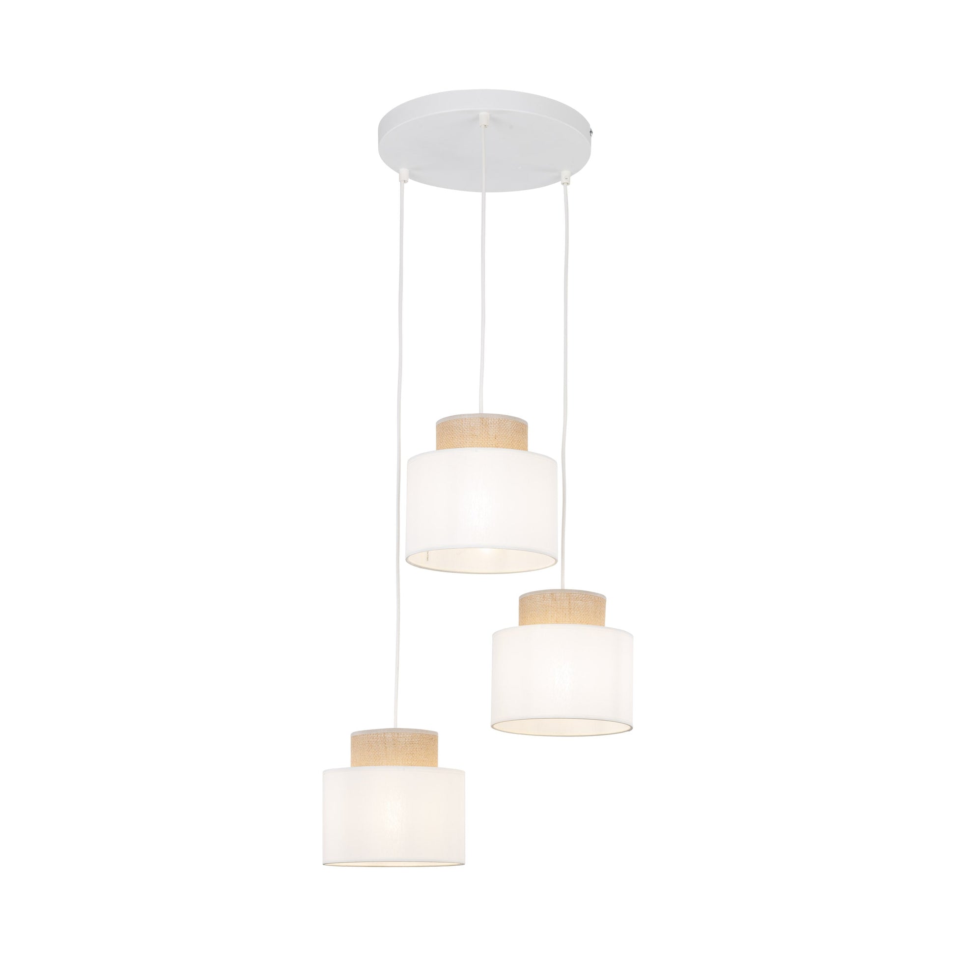 DUO White Jute Natural Pendant Light 3 - AURABAGS SHOP