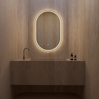 24"x36" / 26"x40" Frameless Capsule LED Bathroom Mirror, Anti-Fog, CRI 90+