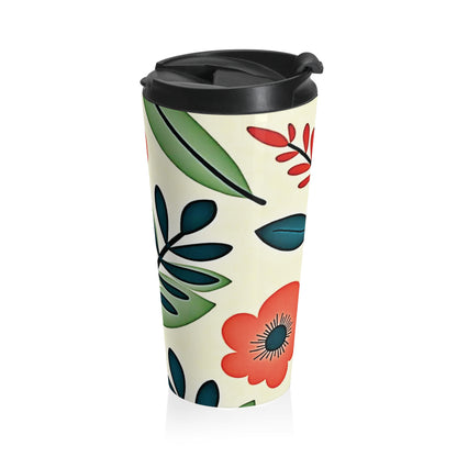 Floral Folk Art Stainless Steel Travel Mug - AURABAGS SHOP