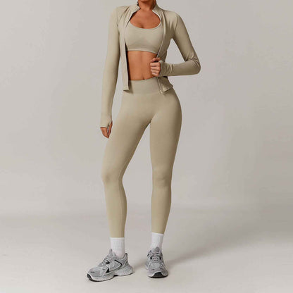Women’s Seamless Beauty-Back Yoga Set – Quick-Dry Tight Running & Workout Activewear