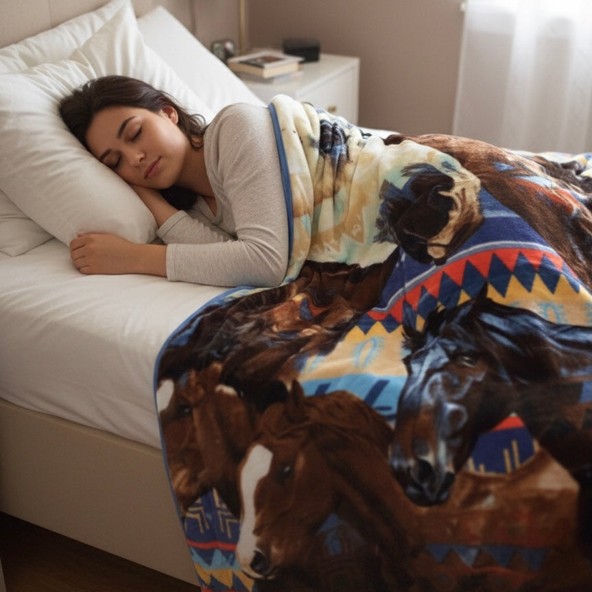 LUXURY PLUSH ULTRA SOFT BLANKET HORSE (Spirit of love)