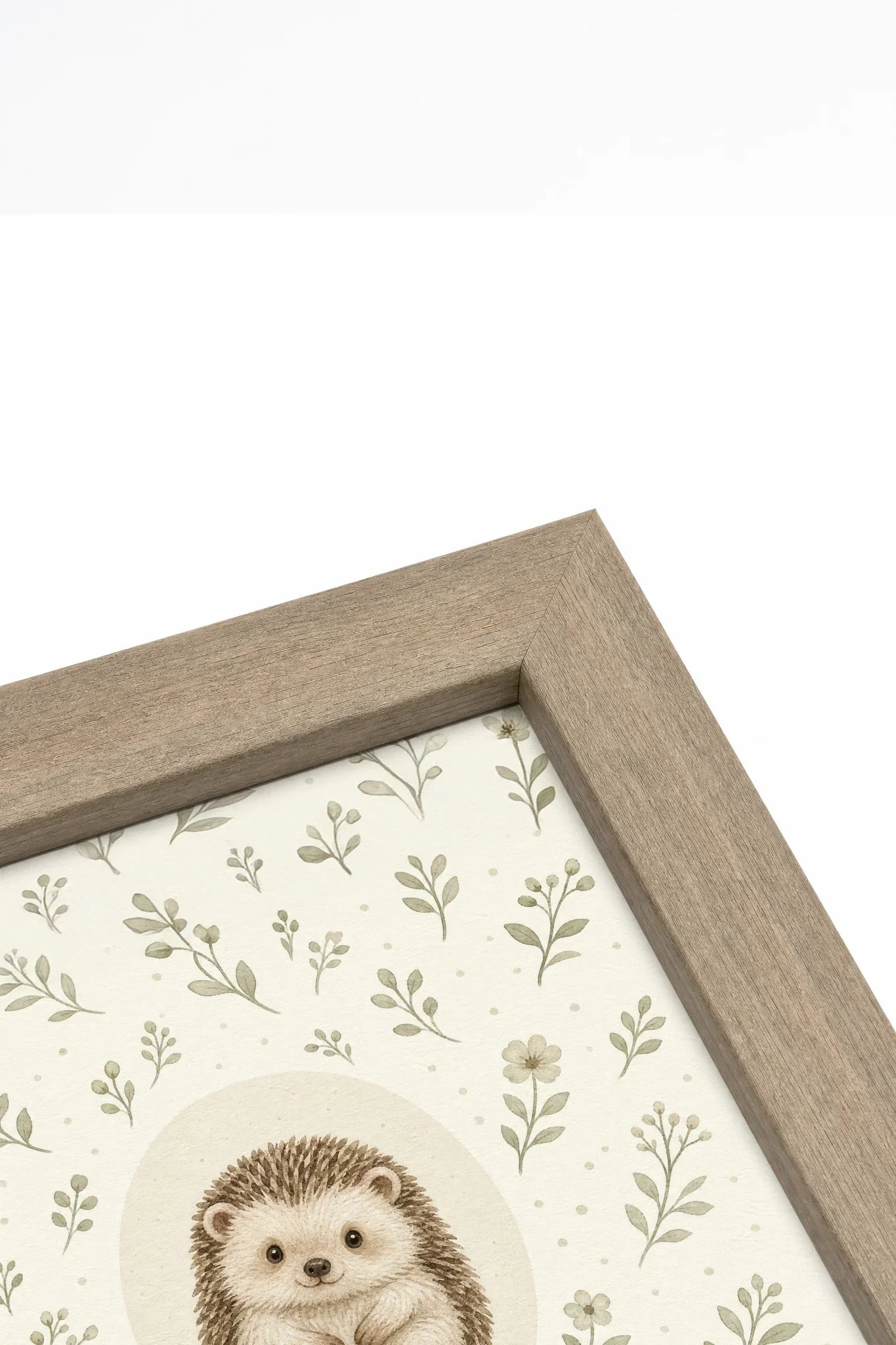 PETIT HÉRISSON, Oeuvre sur toile rigide, encadré brun chêne (collective)