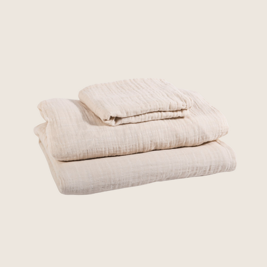 Organic Cotton Muslin Twin Sheet Set – 3 Pieces - Ivory