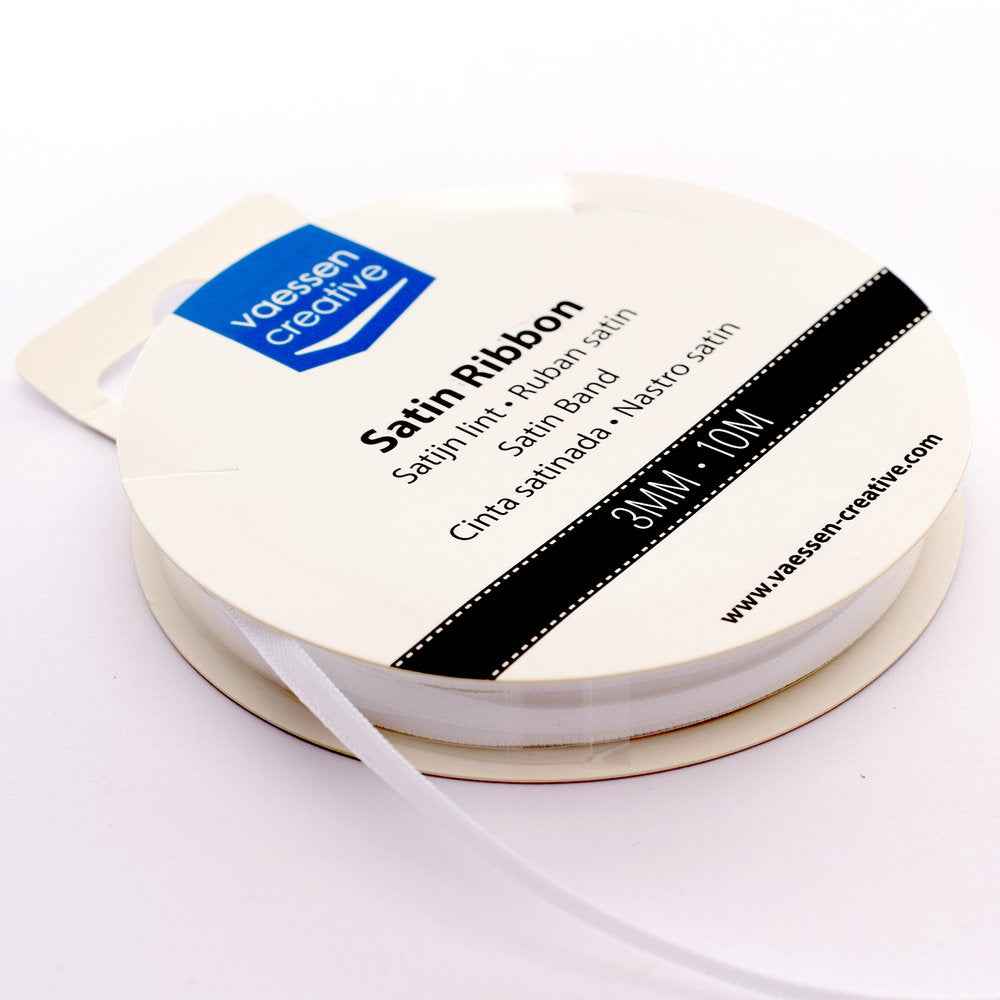 Vaessen Creative Satin Ribbon 3mmx10m White